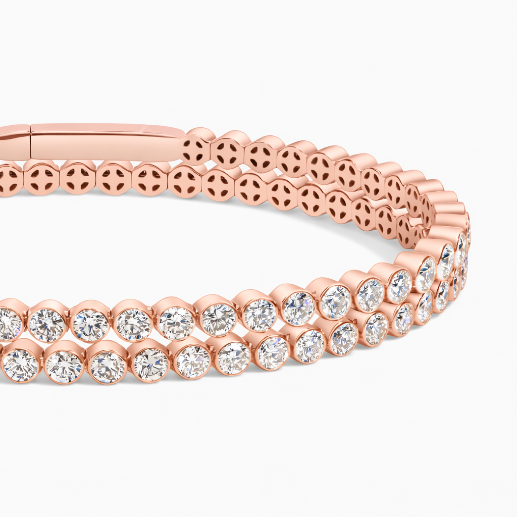 Luxury Double Row Round Diamond Tennis Bracelet For Women