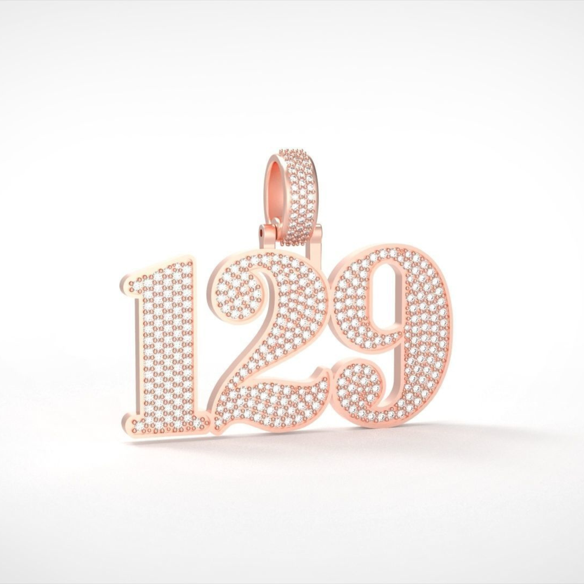 Icedout 129 Number Diamond Hip Hop Pendant