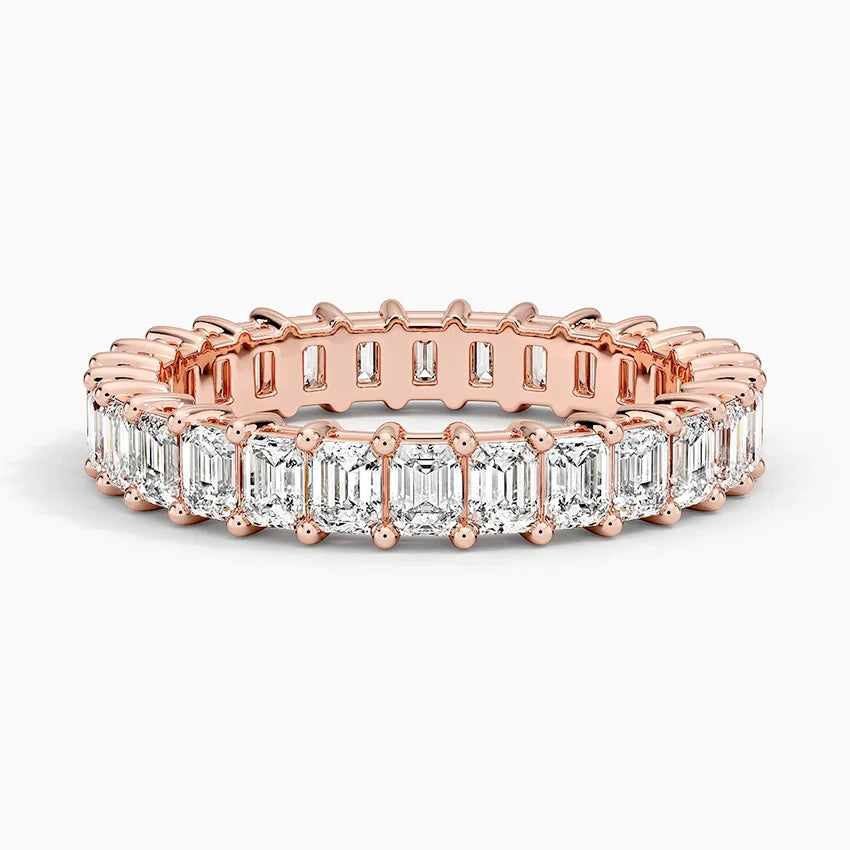 Emerald Cut Eternity Band Diamond Ring For Women