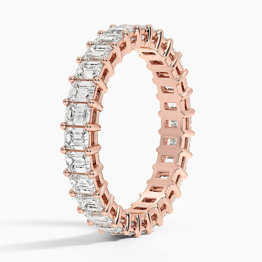 Emerald Cut Eternity Band Diamond Ring For Women