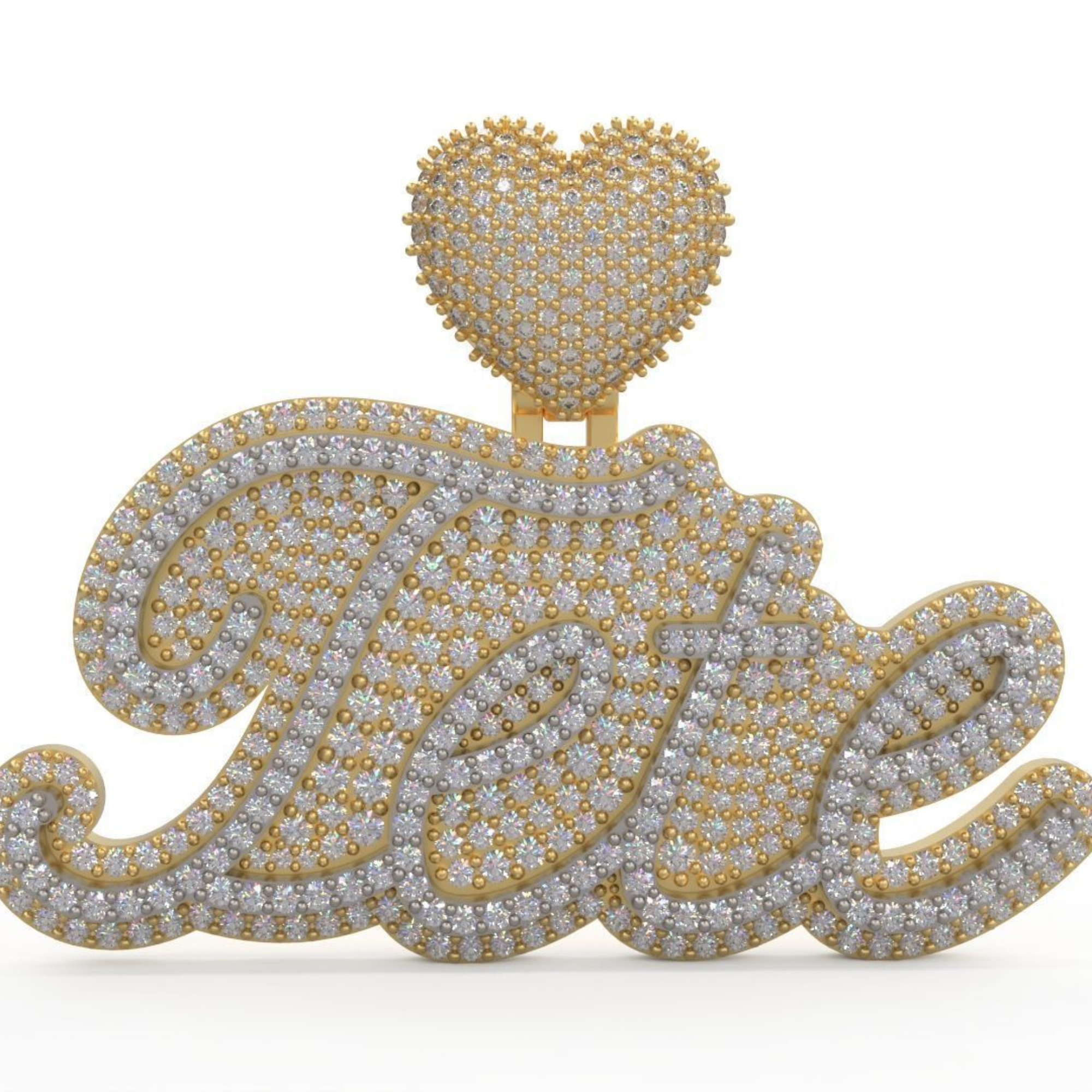 Custom Letter Name Heart Shape Hip Hop Pendant