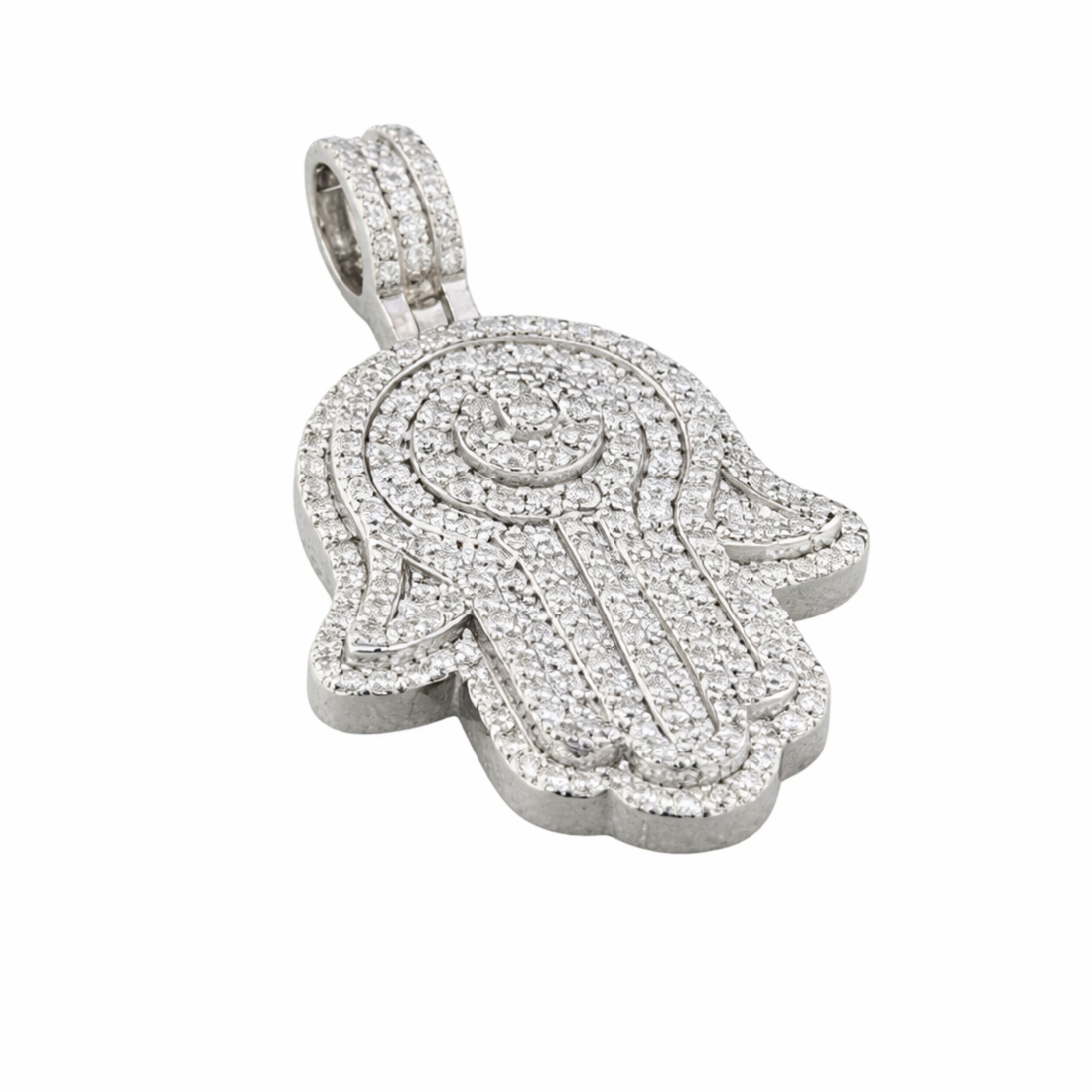 Hamsa Hand Icedout Pendant Protection Hip Hop Pendant