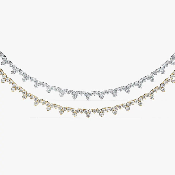 Round Diamond Three Prong Tennis Necklace for Women