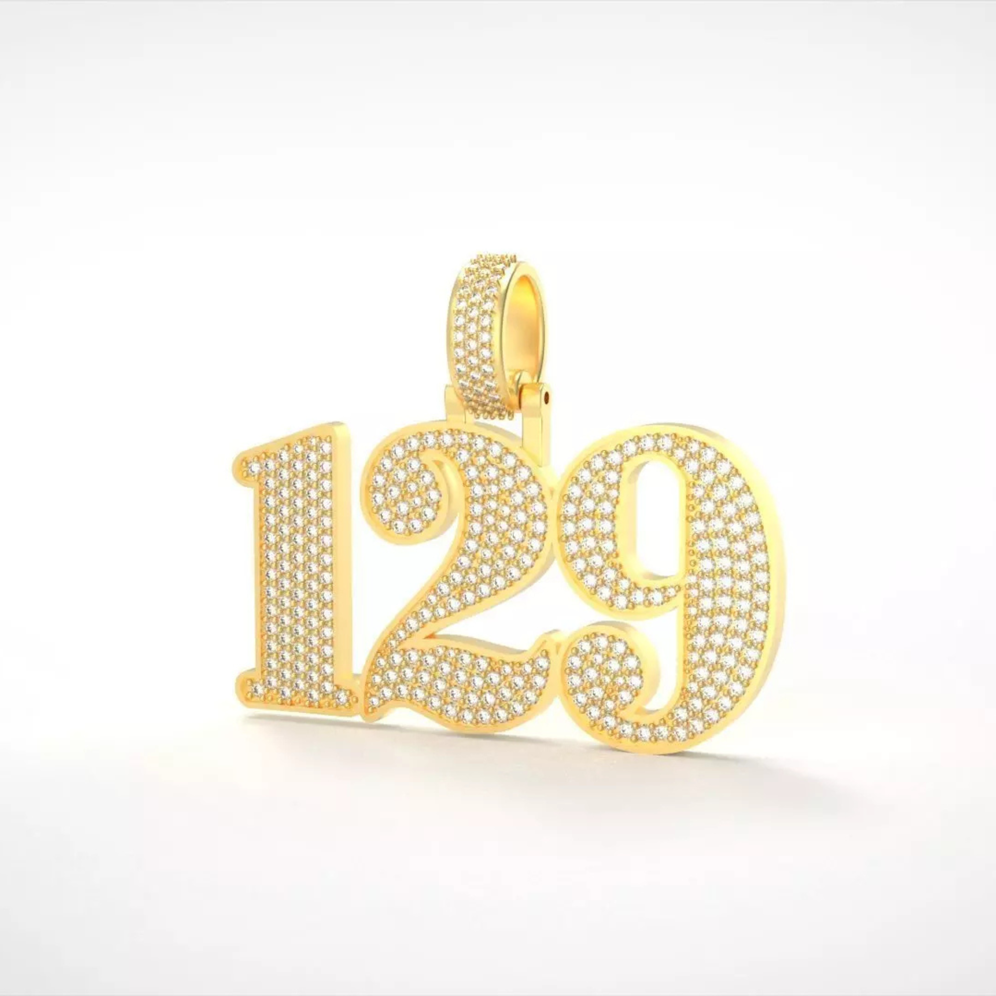 Icedout 129 Number Diamond Hip Hop Pendant