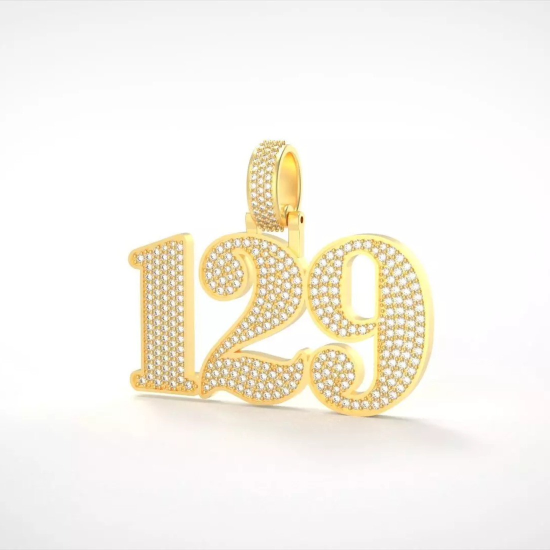 Icedout 129 Number Diamond Hip Hop Pendant