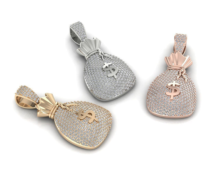 Iced Dollar Money Bag Diamond Pendant