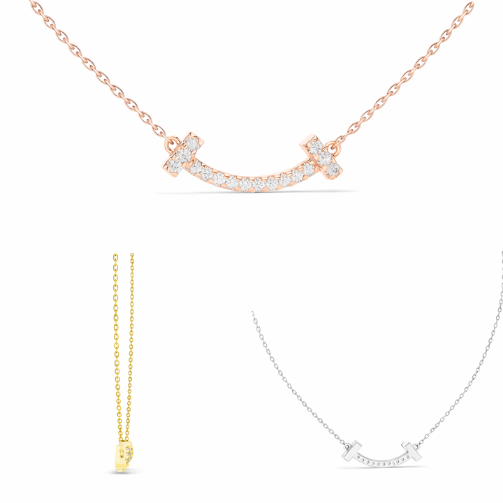 Curved Diamond Bar Necklace For Women Minimal Jewelry