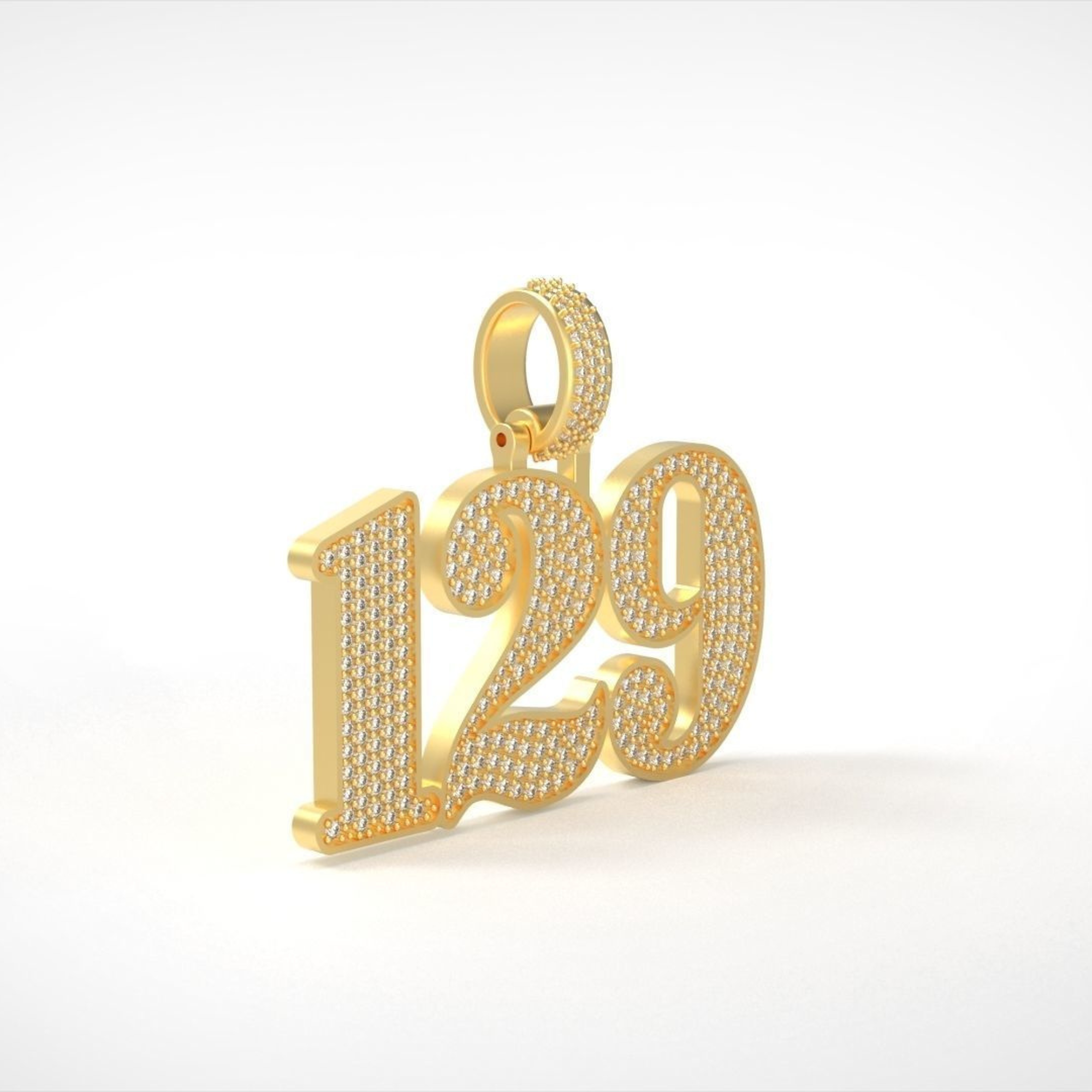 Icedout 129 Number Diamond Hip Hop Pendant