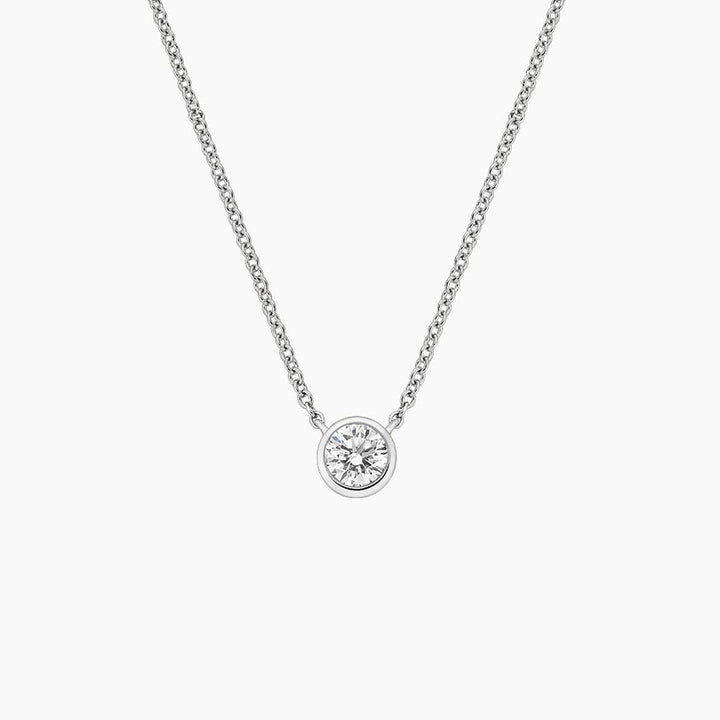 Round cut Bezel Solitaire Diamond Pendant Necklace