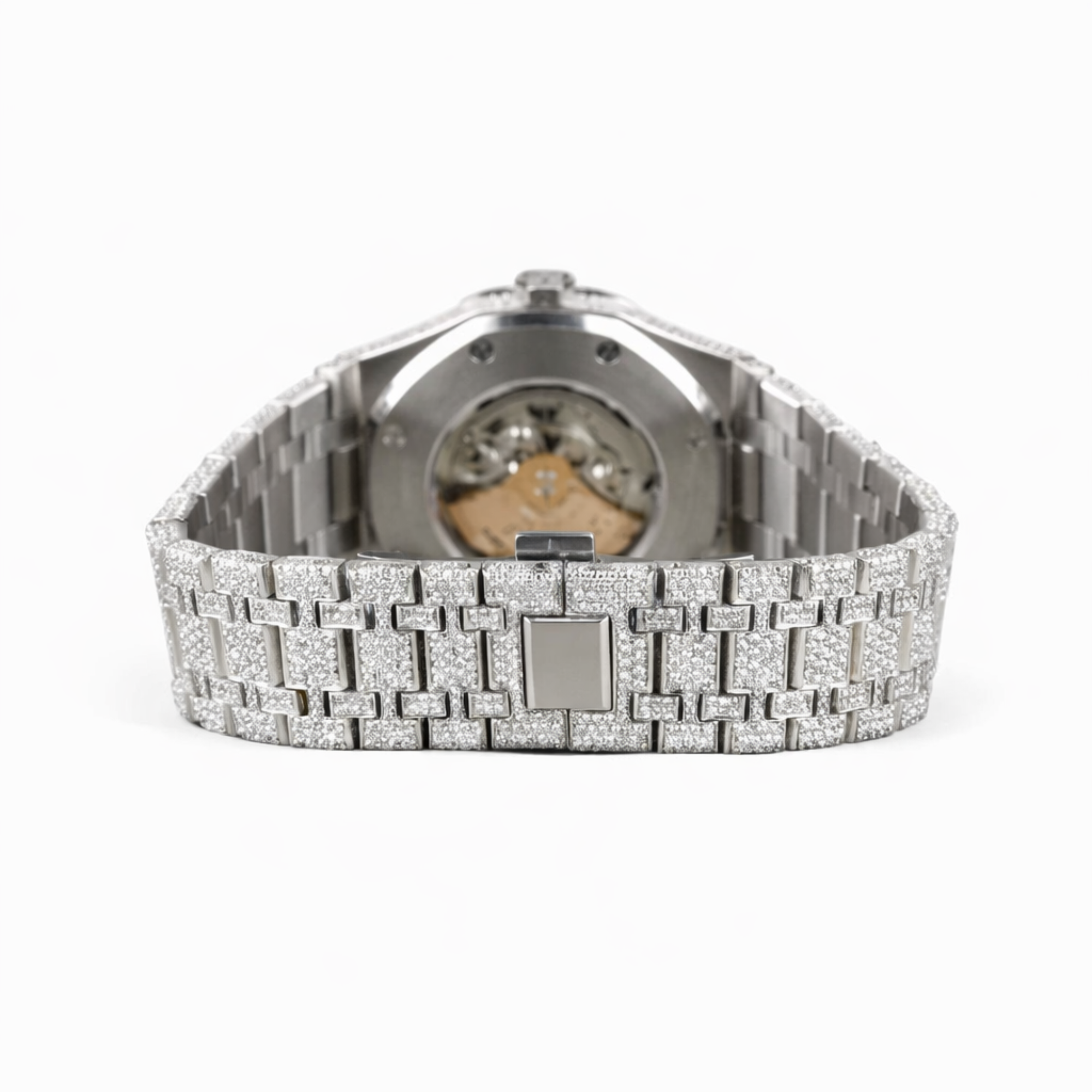 Iced Out Moissanite Diamond Automatic Skeleton Wrist Watch