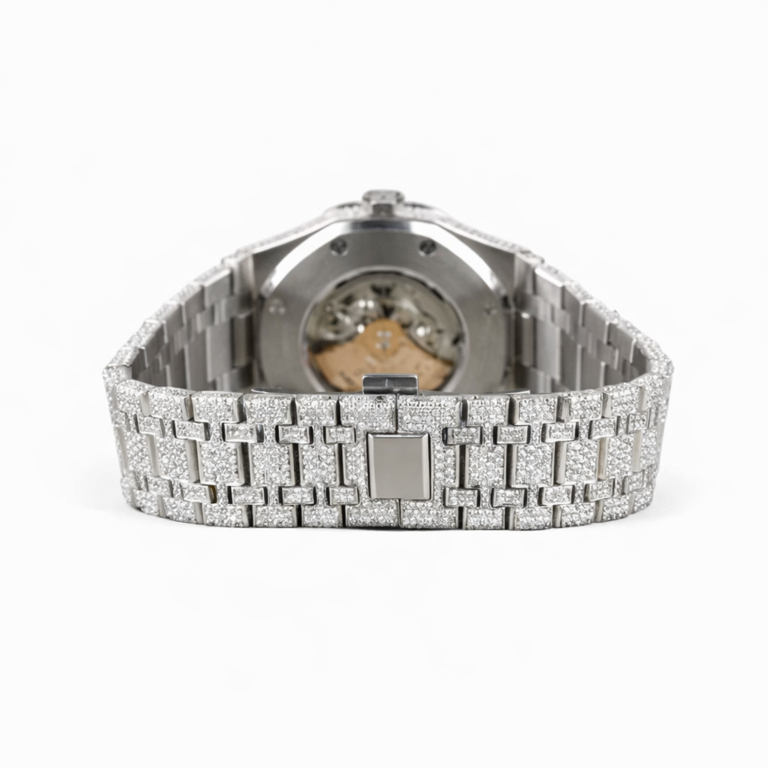 Iced Out Moissanite Diamond Automatic Skeleton Wrist Watch