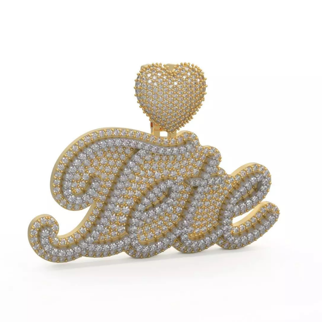 Custom Letter Name Heart Shape Hip Hop Pendant