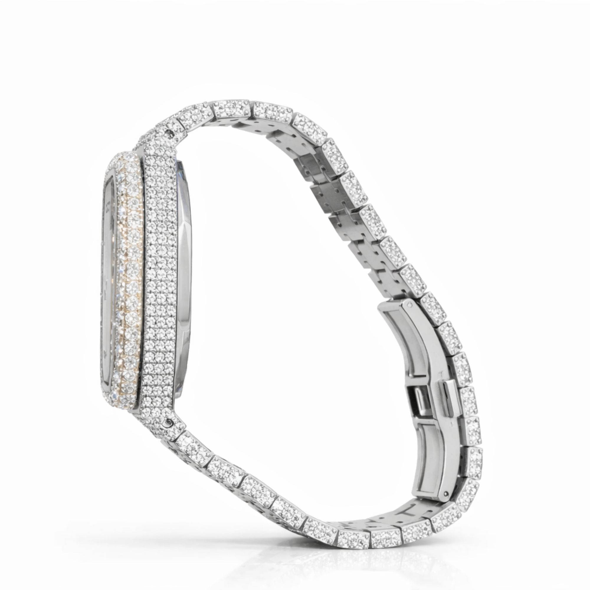 Luxury Iced Out moissanite Diamond Watch Rose Gold Dial