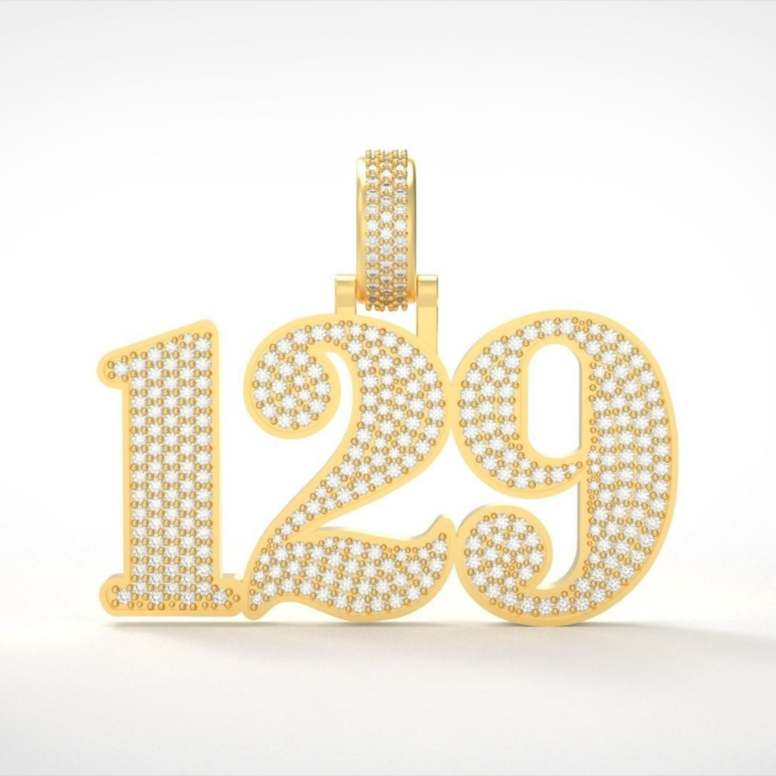 Icedout 129 Number Diamond Hip Hop Pendant