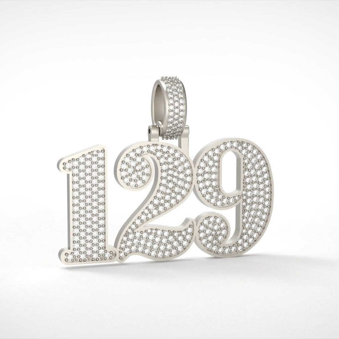 Icedout 129 Number Diamond Hip Hop Pendant