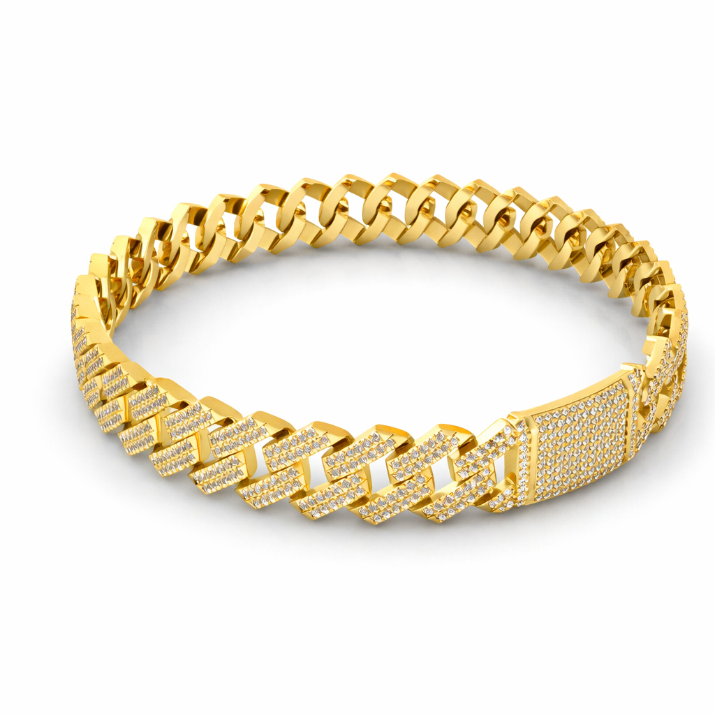 Half Iced Cuban Link Bracelet Luxury Statement Jewelry