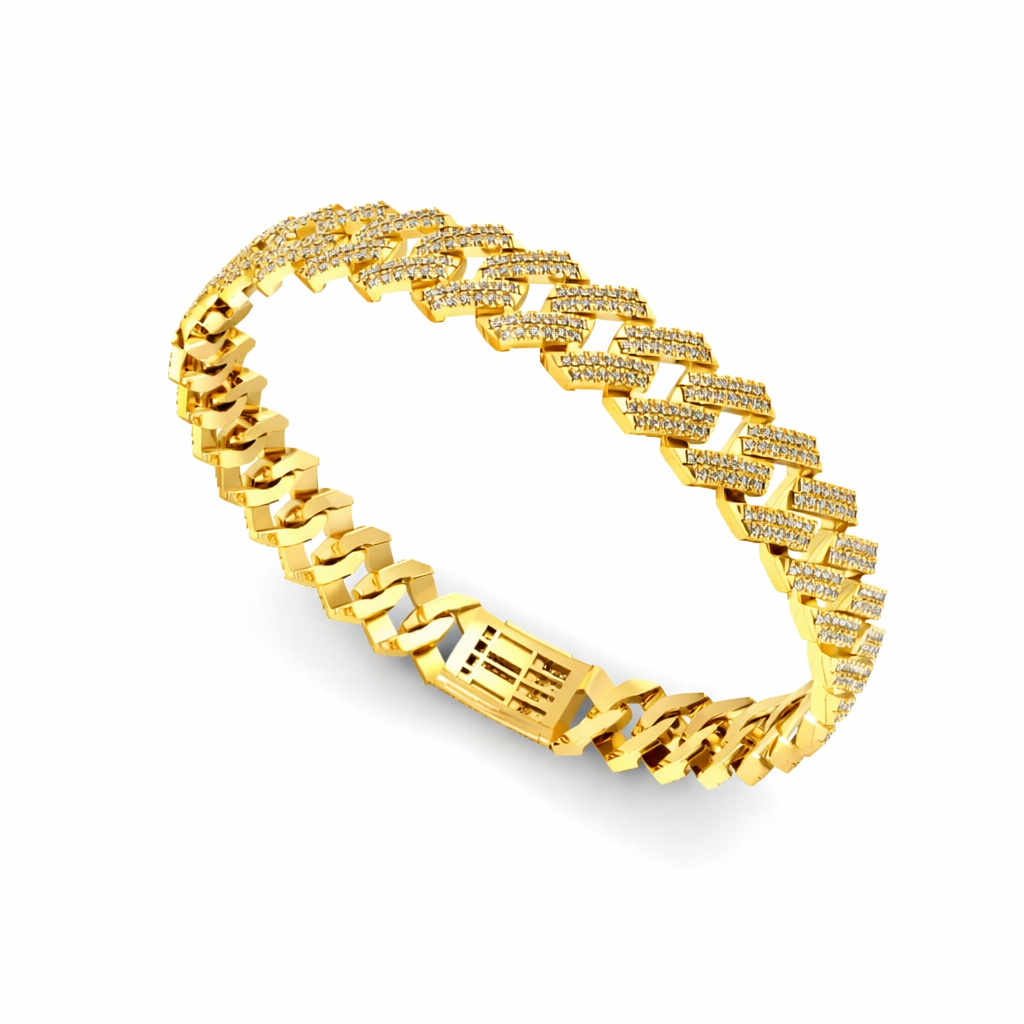 Half Iced Cuban Link Bracelet Luxury Statement Jewelry