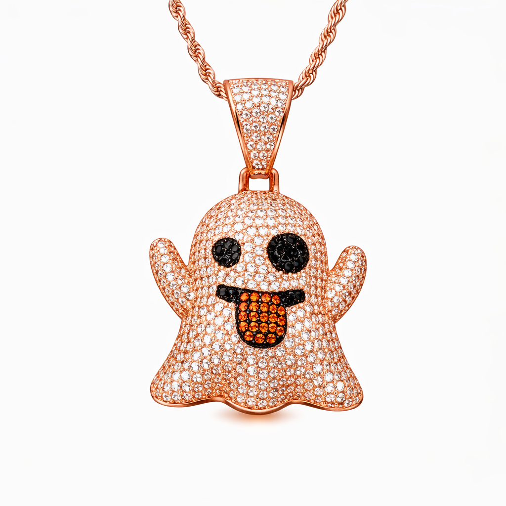 Cartoon Ghost Statement Pendant Hip Hop Silver jewelry