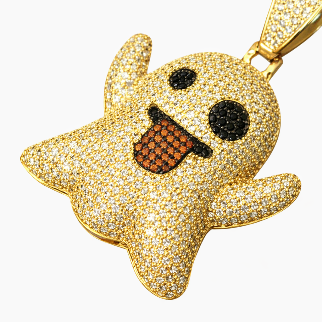 Cartoon Ghost Statement Pendant Hip Hop Silver jewelry