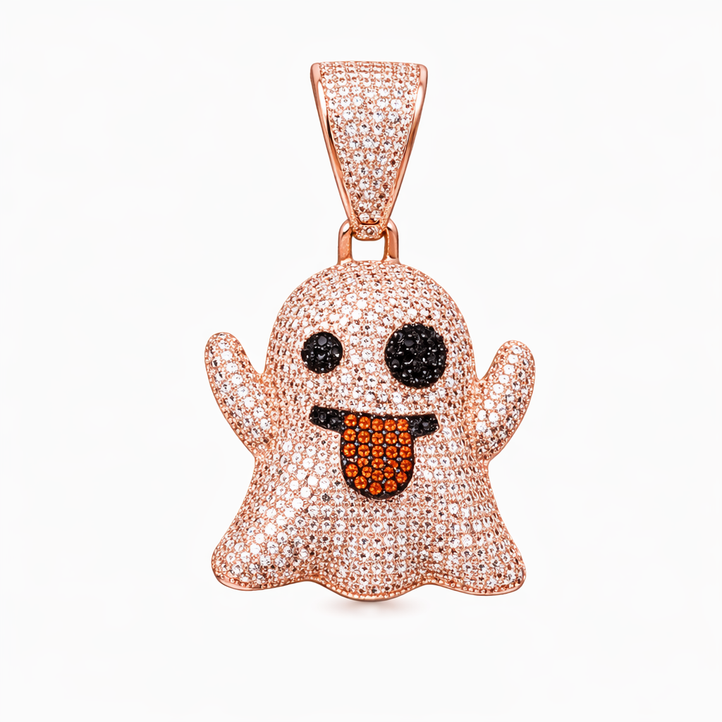 Cartoon Ghost Statement Pendant Hip Hop Silver jewelry