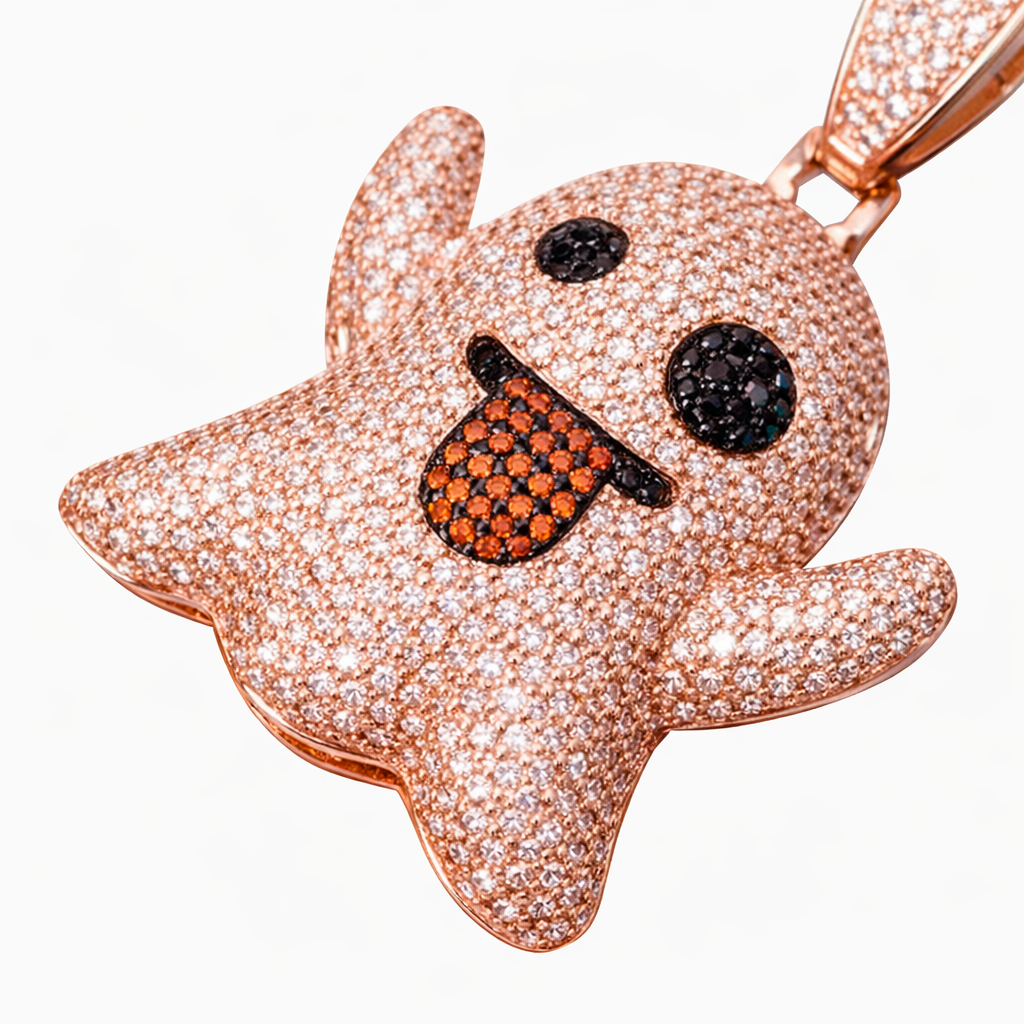 Cartoon Ghost Statement Pendant Hip Hop Silver jewelry