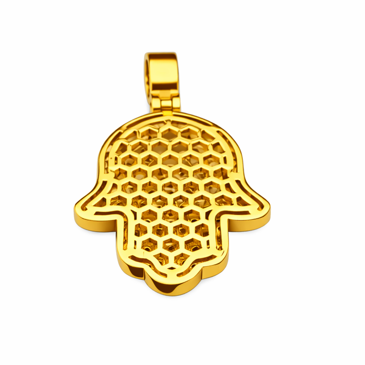 Hamsa Hand Icedout Pendant Protection Hip Hop Pendant
