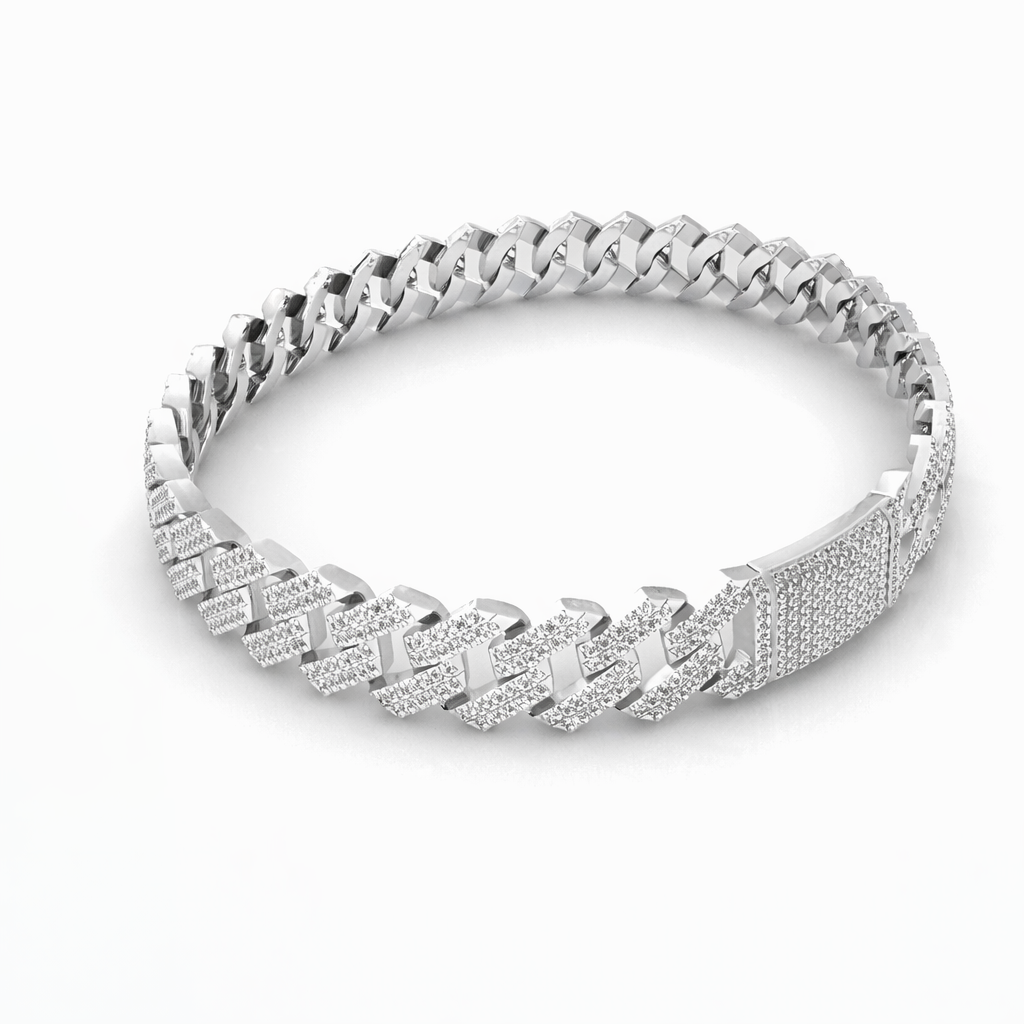 Half Iced Cuban Link Bracelet Luxury Statement Jewelry