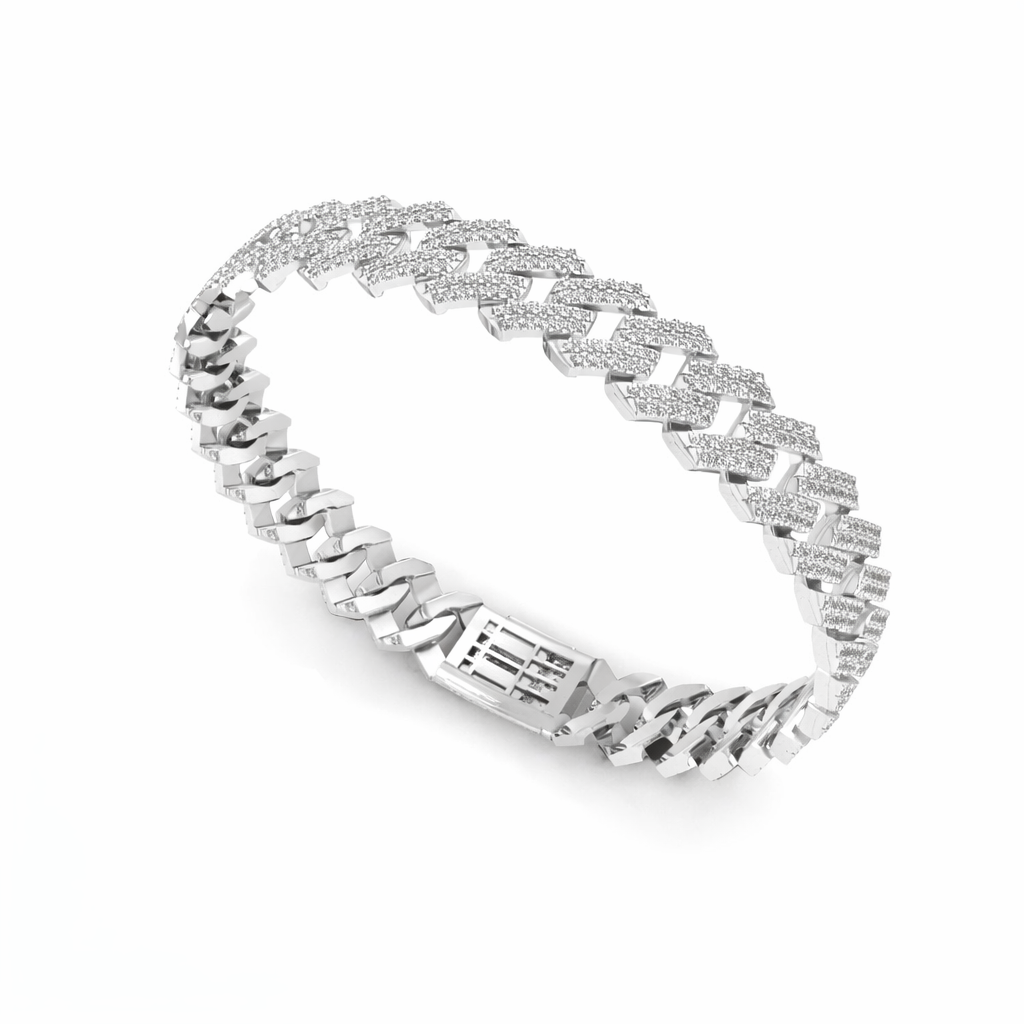 Half Iced Cuban Link Bracelet Luxury Statement Jewelry