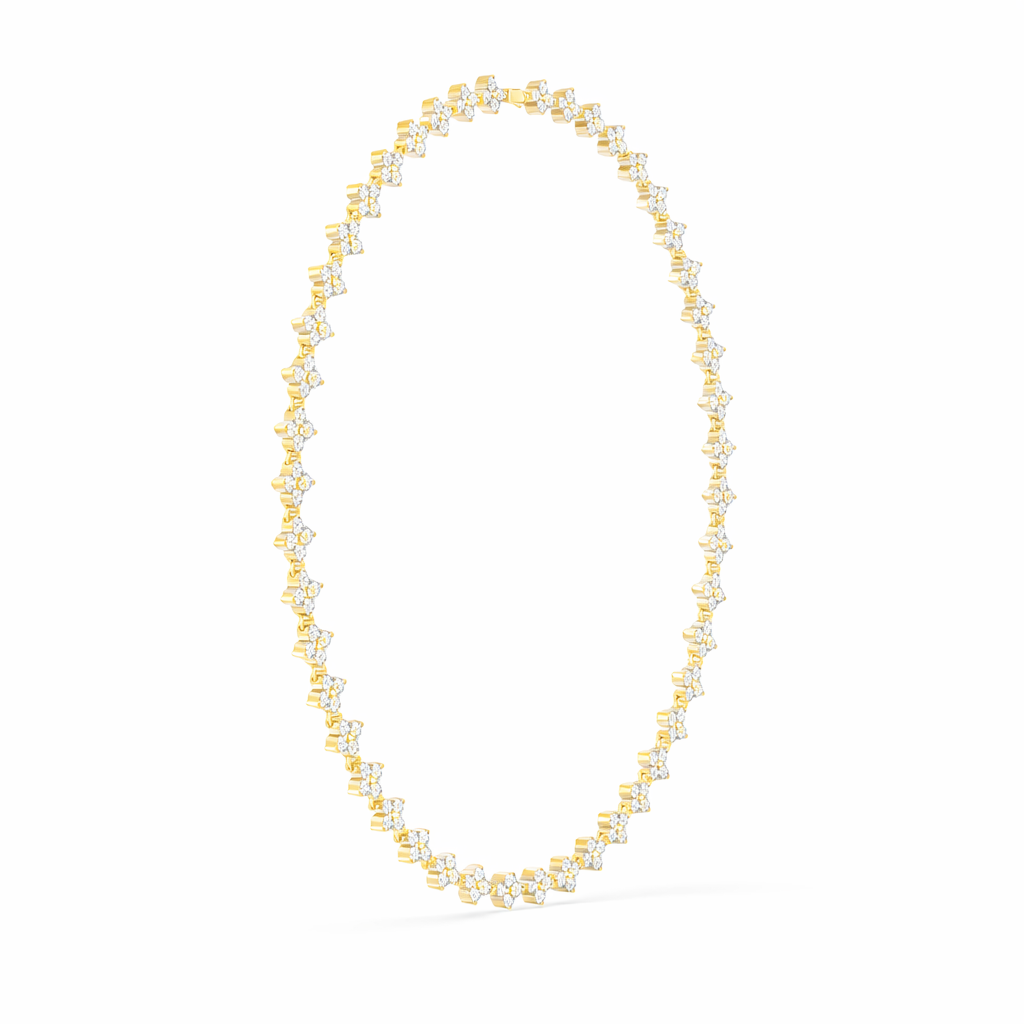 Floral Round Diamond Tennis Necklace For Women