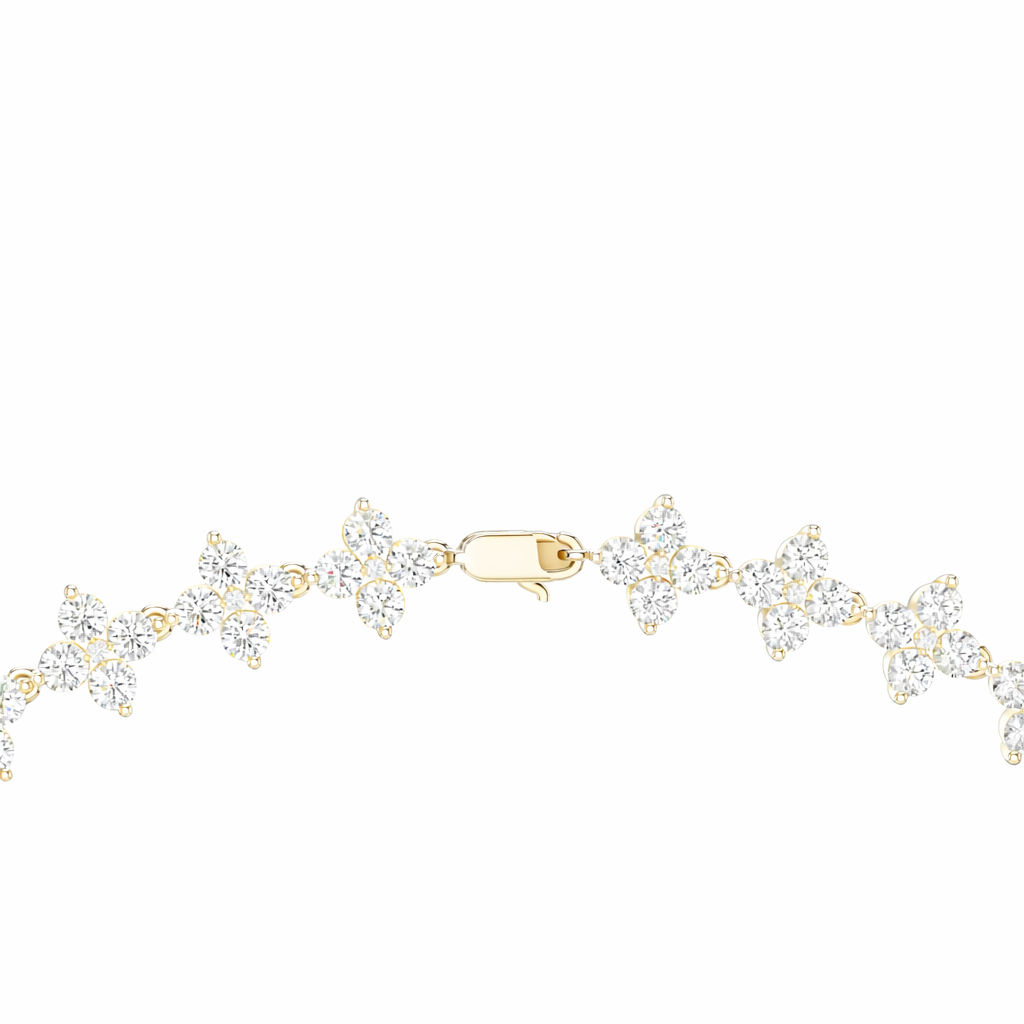 Floral Round Diamond Tennis Necklace For Women
