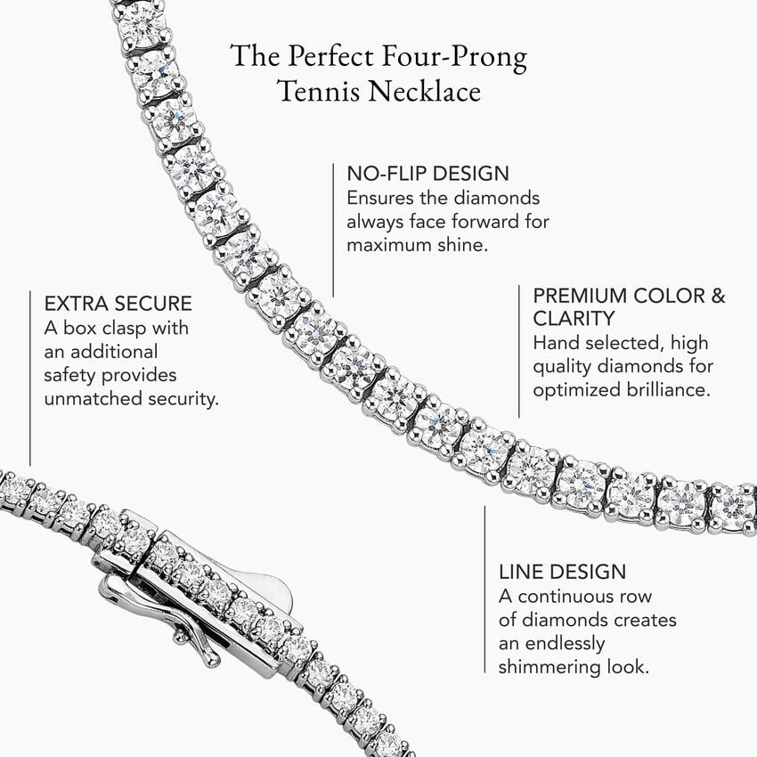 Classic Round Diamond Tennis Necklace Minimal Luxury