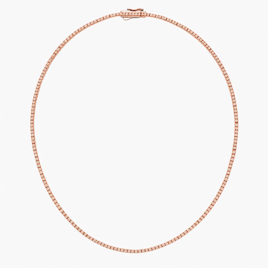 Classic Round Diamond Tennis Necklace Minimal Luxury