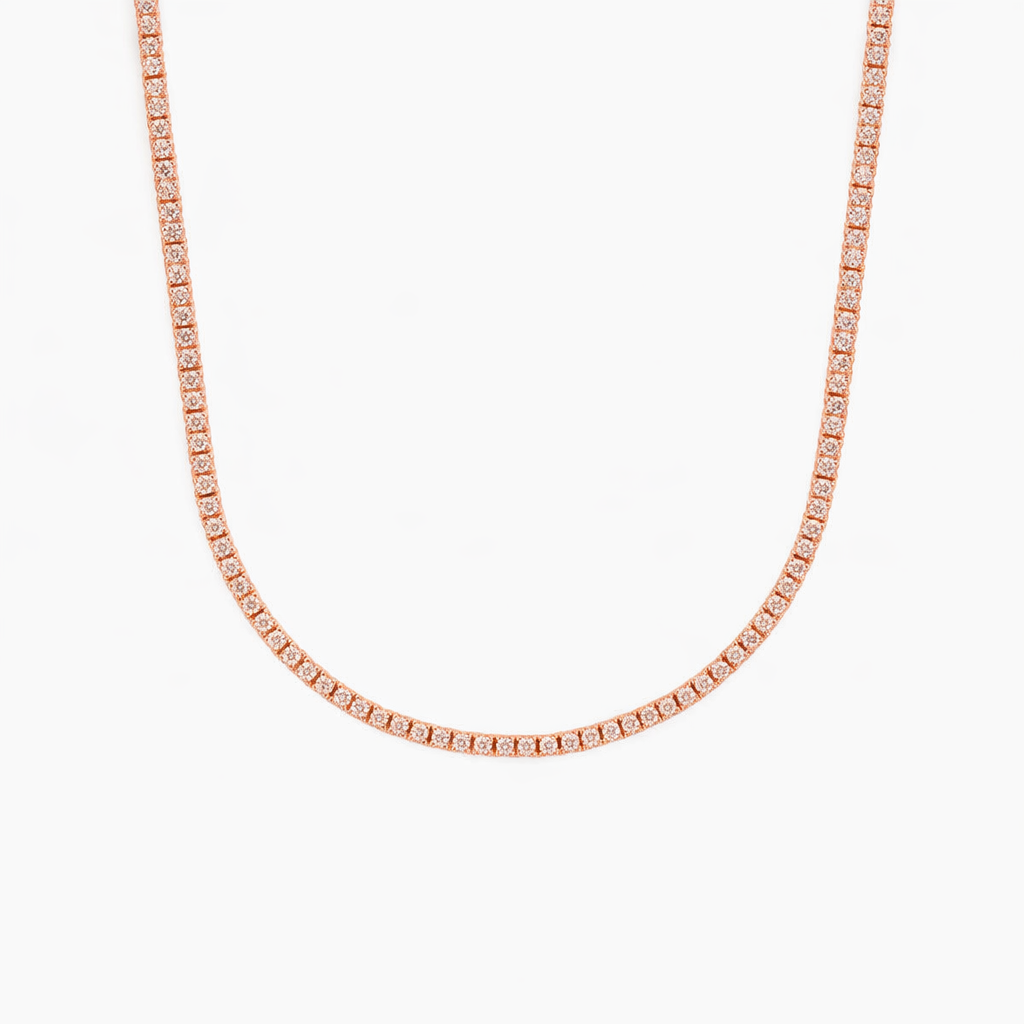 Classic Round Diamond Tennis Necklace Minimal Luxury
