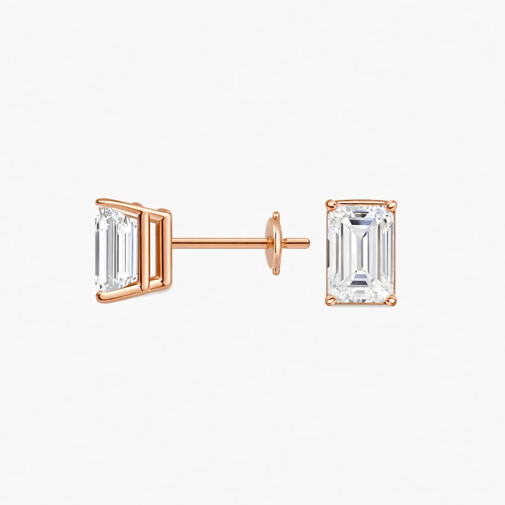 Emerald Cut Moissanite Diamond Stud Earrings For Women Timeless Luxury