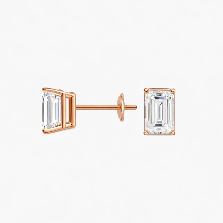 Emerald Cut Moissanite Diamond Stud Earrings For Women Timeless Luxury