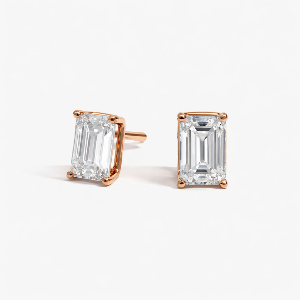Emerald Cut Moissanite Diamond Stud Earrings For Women Timeless Luxury