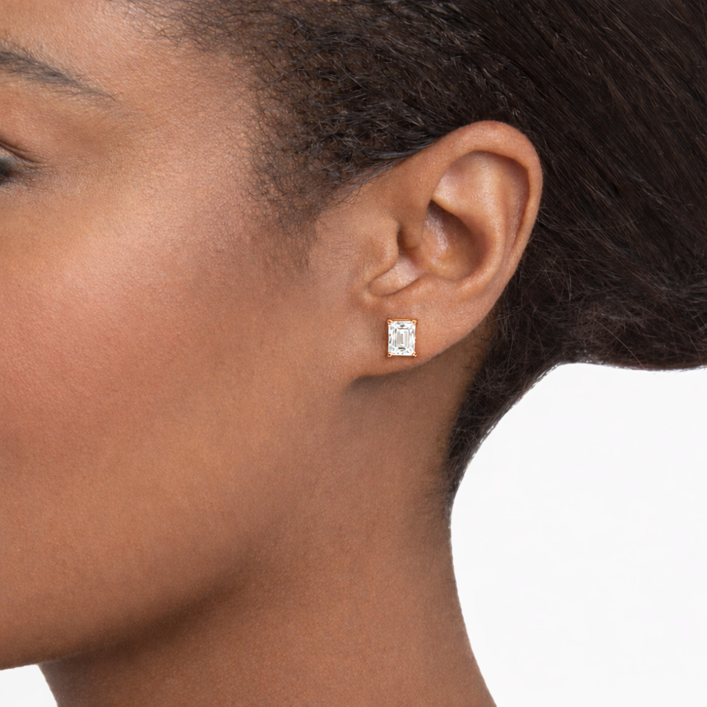 Emerald Cut Moissanite Diamond Stud Earrings For Women Timeless Luxury