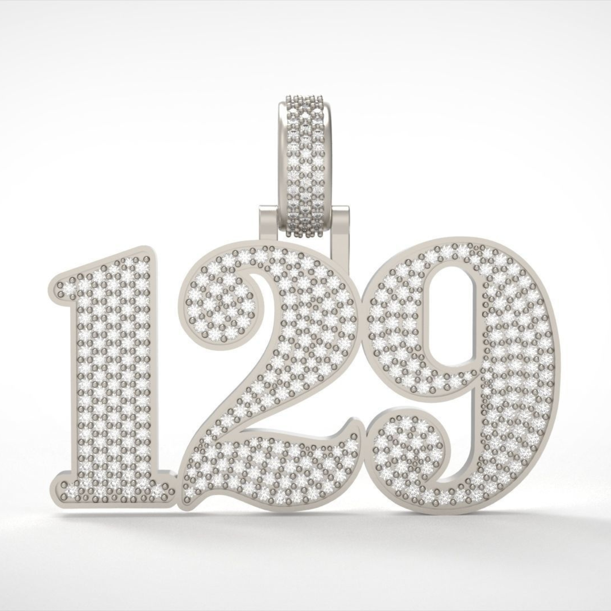 Icedout 129 Number Diamond Hip Hop Pendant