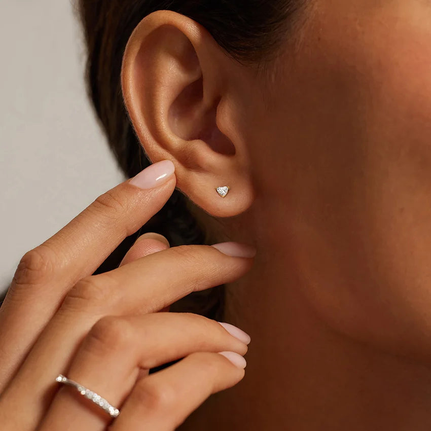 Heart Cut Diamond Stud Earrings Minimal Luxury Gift