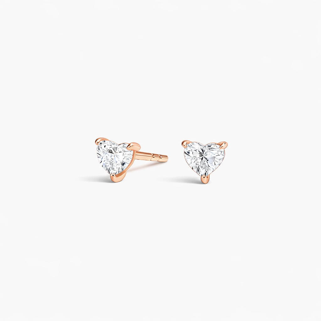 Heart Cut Diamond Stud Earrings Minimal Luxury Gift