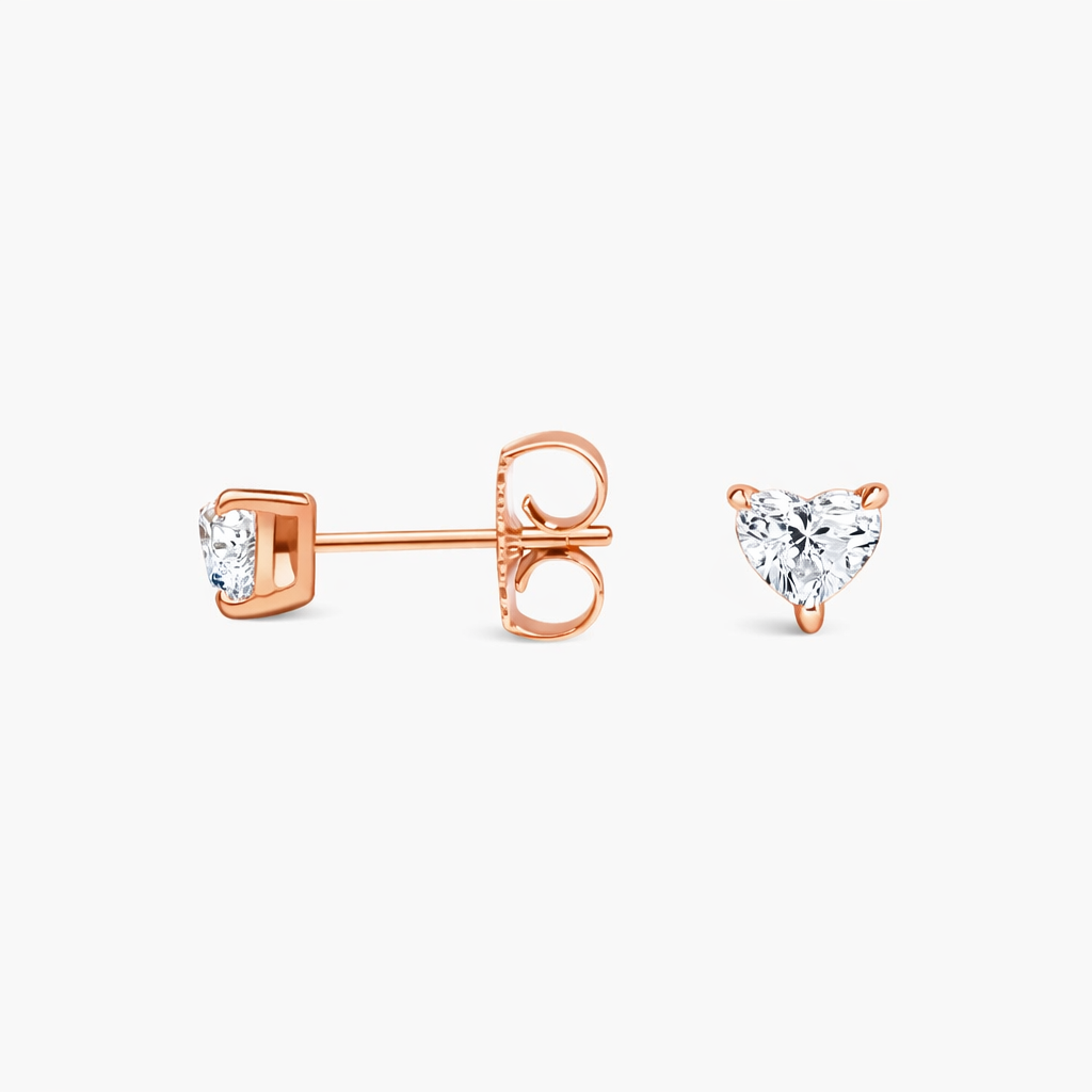 Heart Cut Diamond Stud Earrings Minimal Luxury Gift