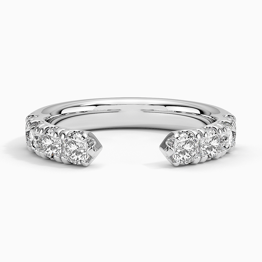 Open Diamond Ring, Minimalist Cuff Ring, Half Eternity Diamond Band