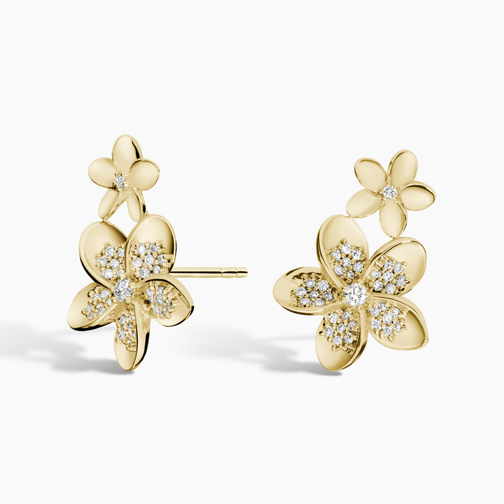Diamond Flower Stud Earrings, Floral Cluster Earrings, Nature Inspired Diamond Earrings