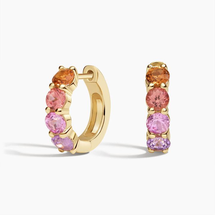 Sunset Ombre Sapphire Huggie Earrings