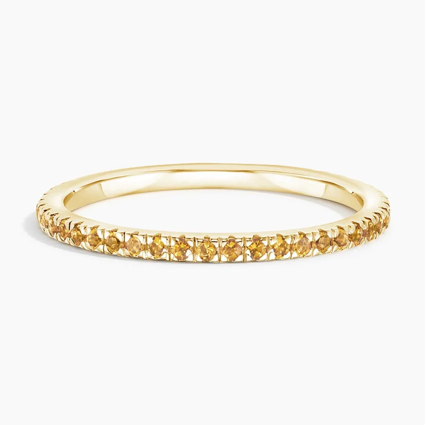 Yellow Sapphire Eternity Ring, Full Eternity Band, Minimal Stackable Ring