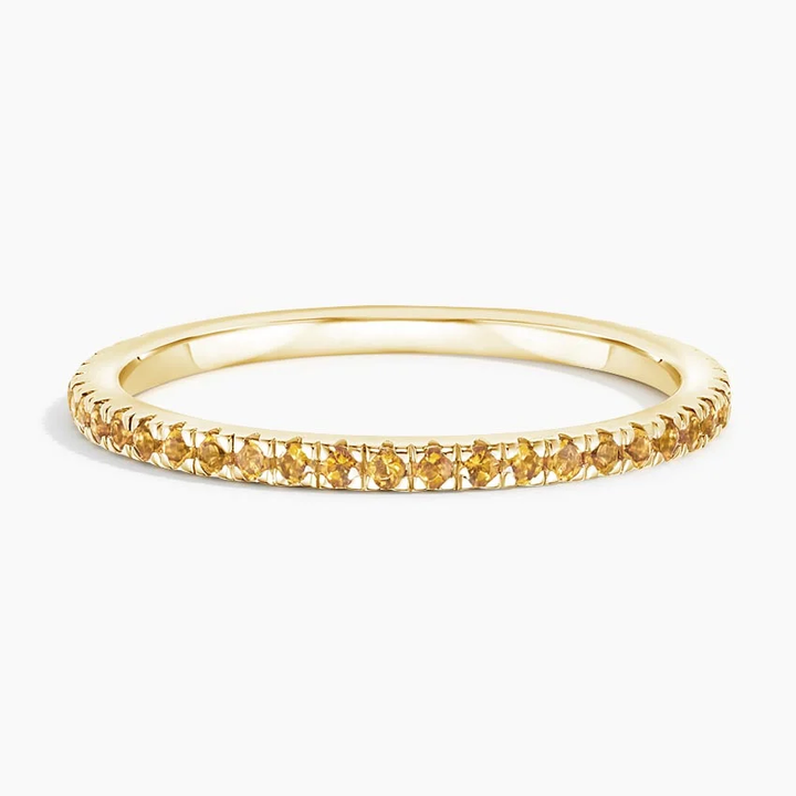Yellow Sapphire Eternity Ring, Full Eternity Band, Minimal Stackable Ring