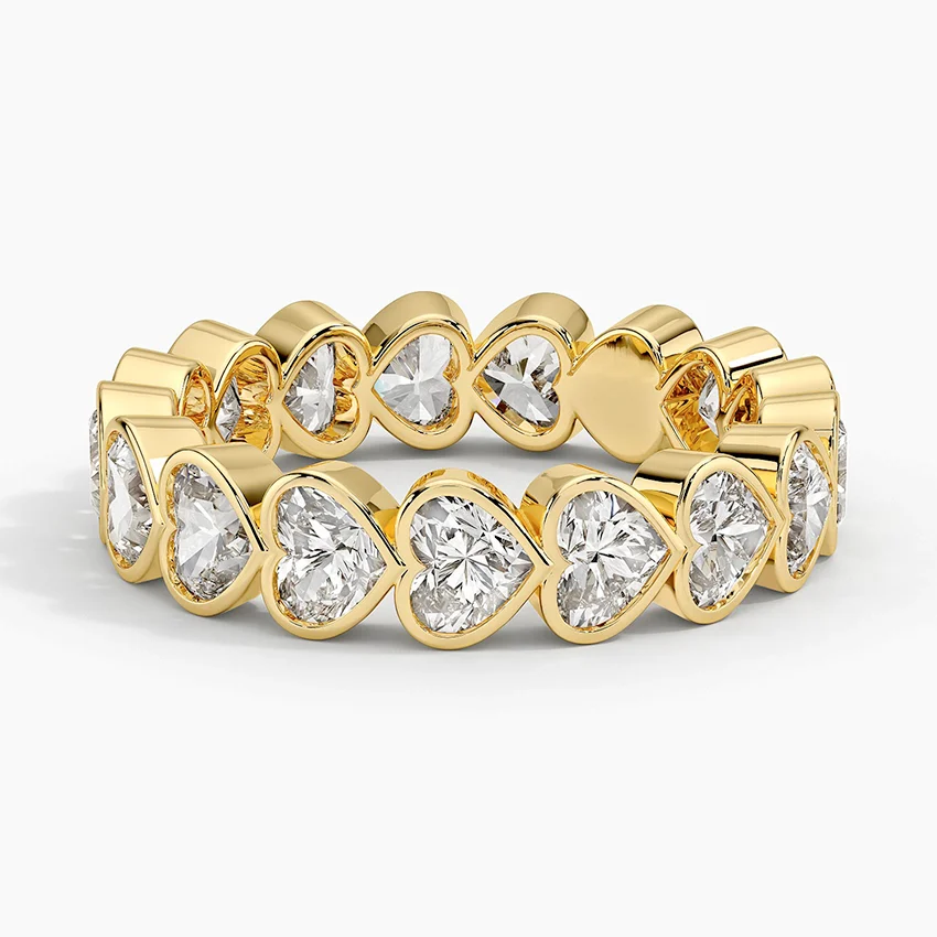 Heart Shape Diamond Eternity Band Ring, Full Eternity Wedding Band, Pear Cut Diamond Ring