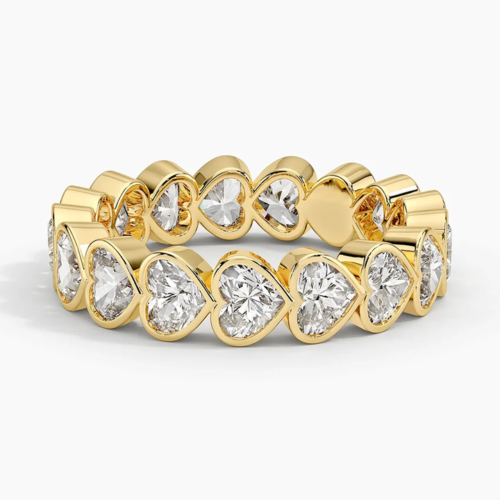 Heart Shape Diamond Eternity Band Ring, Full Eternity Wedding Band, Pear Cut Diamond Ring