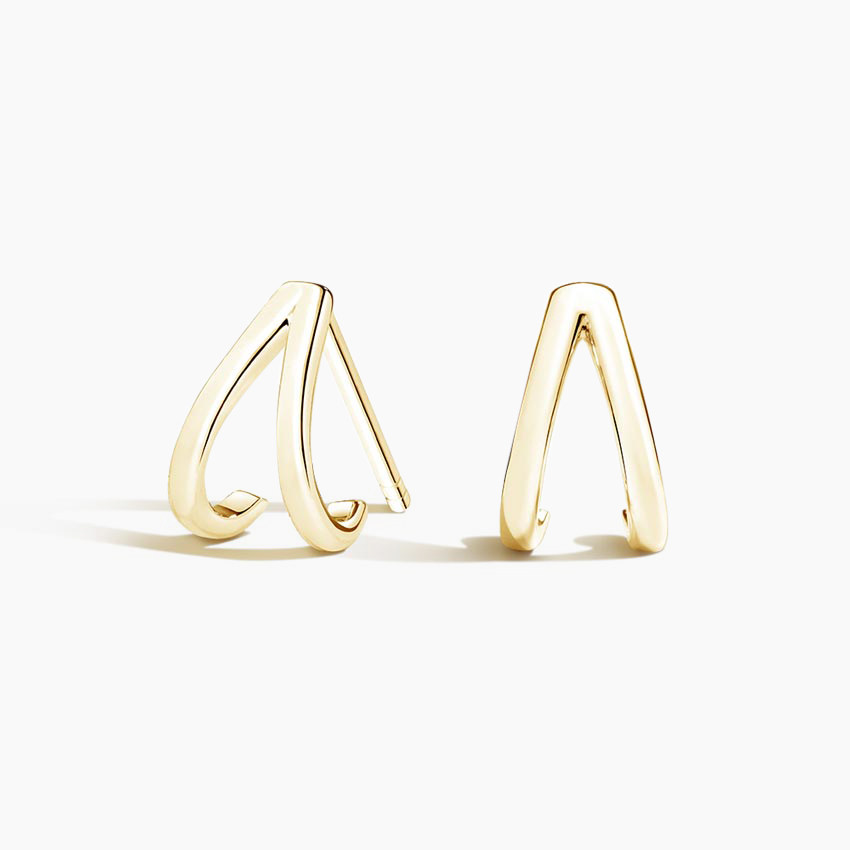 Minimalist Gold Open Hoop Stud Earrings