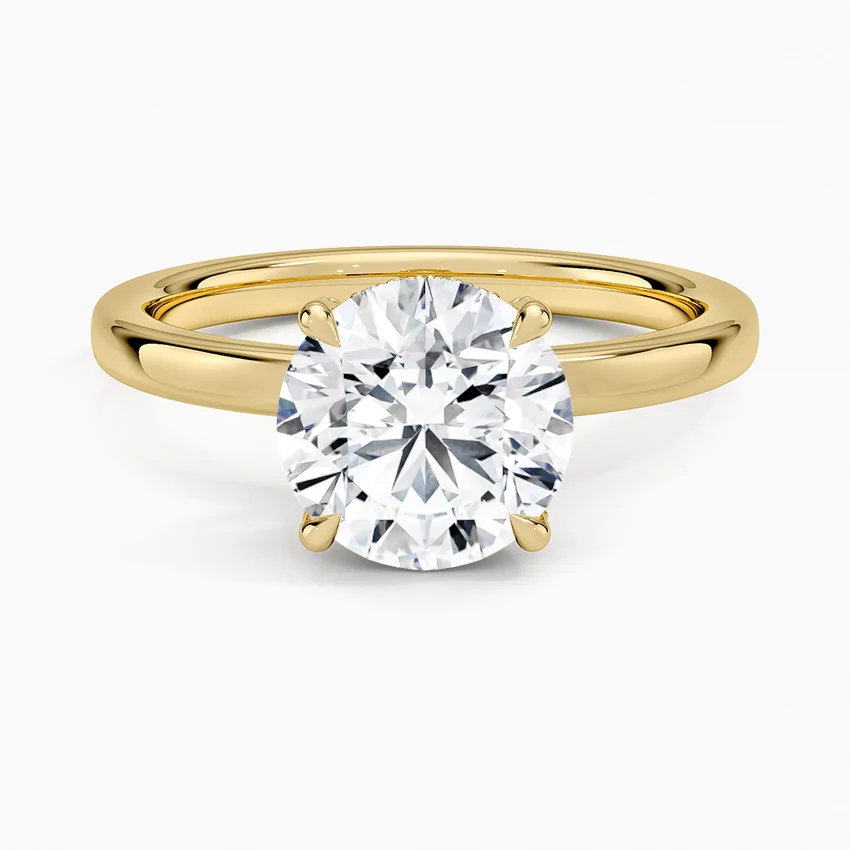 Classic Round Solitaire Diamond Engagement Ring, 4 Prong Setting, Anniversary Gift